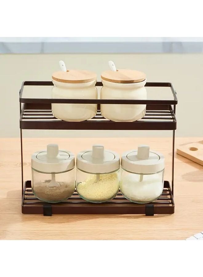 White Kitchen Condiment Storage Rack Multi Tiered Organization Stand - Image 4