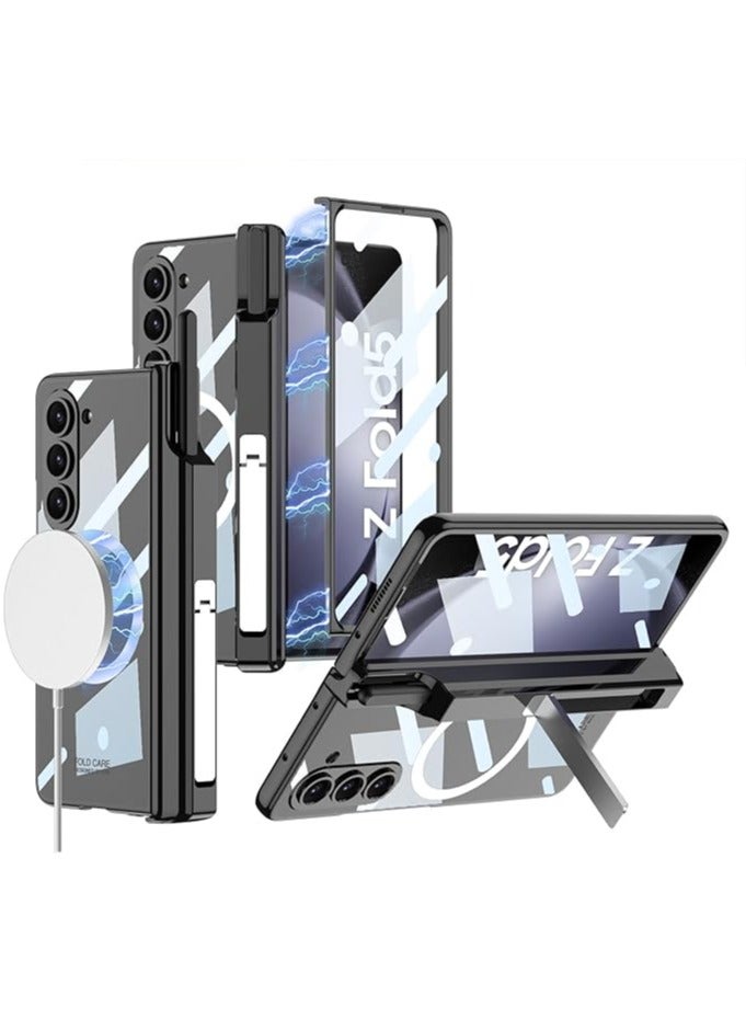 عام غطاء رفيع للشحن اللاسلكي لجهاز Samsung Galaxy Z Fold 5 مع واقي شاشة زجاجي مقوى وحامل لقلم S Pen (القلم غير مشمول). - Image 1