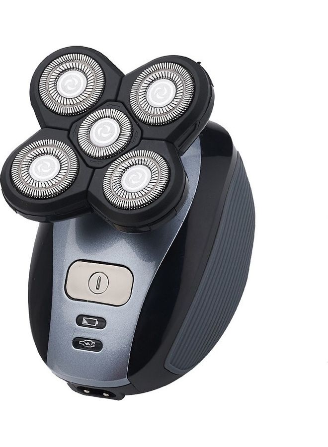 NIBEMINENT 5-In-1 4D USB Cordless Bald CutterHead Grooming Rechargeable Electric Shaver Black/Silver - Image 1