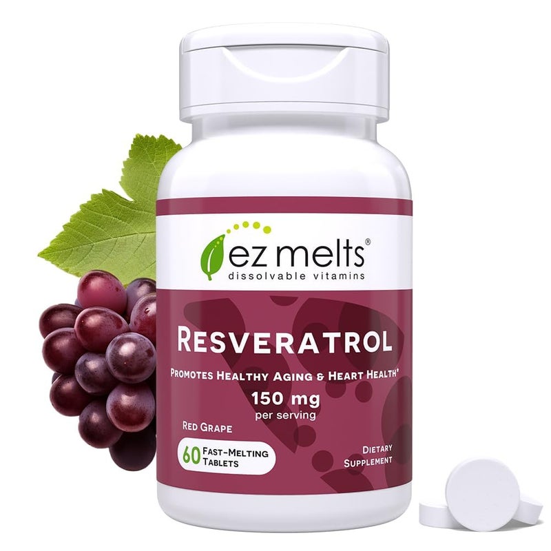 EZ Melts Dissolvable Resveratrol Supplement 150 mg SugarFree 1Month Supply