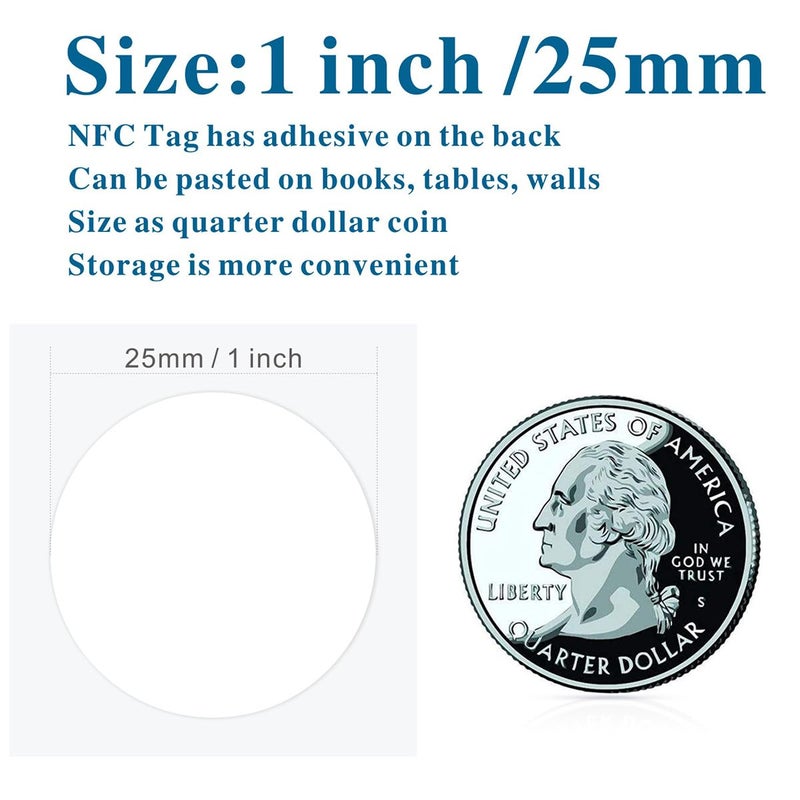 Timeskey NFC 100 قطعة ملصقات ميفير كلاسيك 1 ك NFC 13.56 ميجاهرتز ملصق RFID ISO 14443A ملصق RFID ميفير 1 ك S50 ملصق ميفير كلاسيك 1 ك ذاتي اللصق 1 بوصة دائري - Image 2