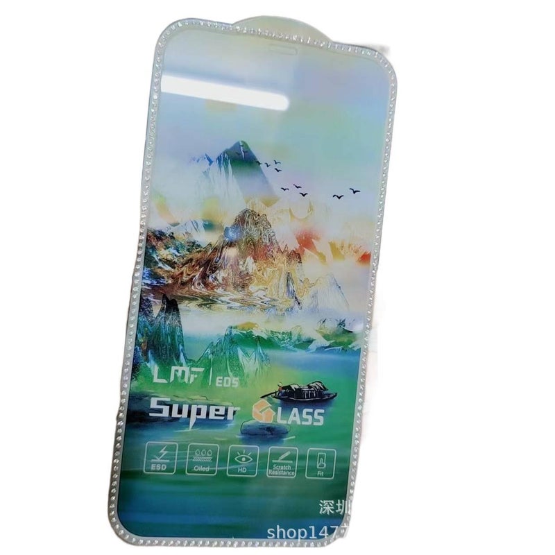 SK غطاء هاتف بGlass لـ iphonexr/11 مع حماية من السقوط ومضاد لبصمات الأصابع مع مقاوم للصدمات مع مرصع بالماس مع مضاد للانفجار باللون أبيض باللون الأبيض - Image 3