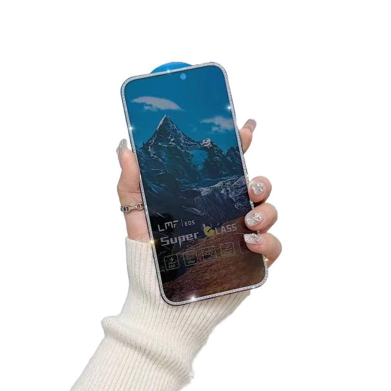 SK غطاء هاتف بGlass لـ iphonexr/11 مع حماية من السقوط ومضاد لبصمات الأصابع مع مقاوم للصدمات مع مرصع بالماس مع مضاد للانفجار باللون أبيض باللون الأبيض - Image 1