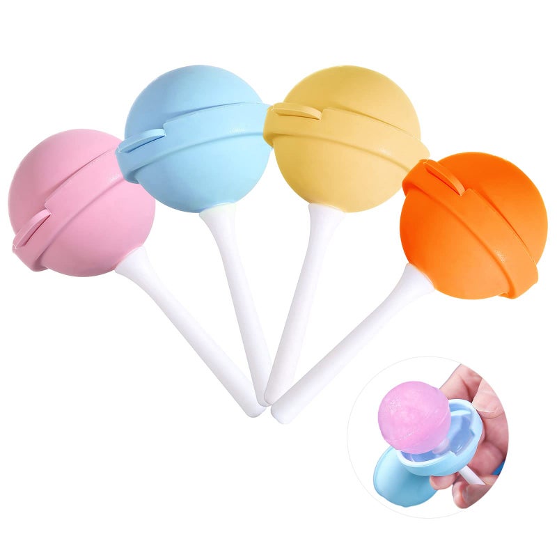 Silicone Lollipop Ice Cream Maker Homemade Popsicle Molds DIY Popsicle Maker for Kids Lollipop Ice Cream Mold Reusable Popsicle Molds PinkYellowOrangeBlue