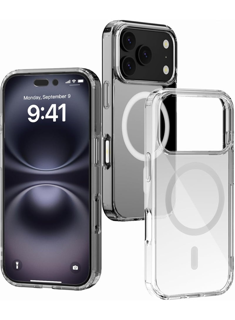 MUNTAQI Clear MagSafe Case for iPhone 17 Pro – Slim Transparent Magnetic Cover with Strong Built-in Magnets, Shockproof Protective Slim Fit Phone Case Compatible with Wireless Charging, Anti-Yellow Hard Back - Image 1