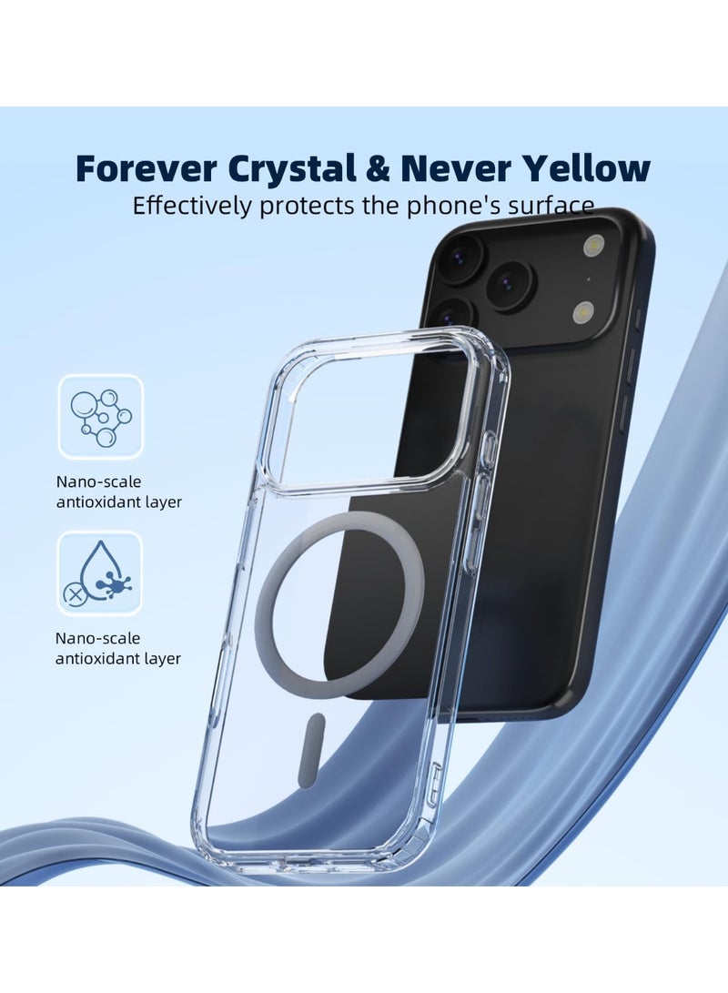 MUNTAQI Clear MagSafe Case for iPhone 17 Pro – Slim Transparent Magnetic Cover with Strong Built-in Magnets, Shockproof Protective Slim Fit Phone Case Compatible with Wireless Charging, Anti-Yellow Hard Back - Image 2