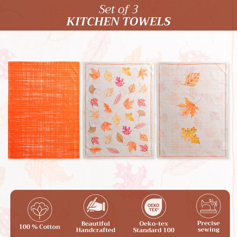 Maison d' Hermine Kitchen Towel 100% Cotton Quick Dry Cleaning Dishtowel for Gifts  Dining  Home  Wedding  Banquet  Buffet  Colors of Autumn - Thanksgiving/Christmas (Set of 3) - Image 2