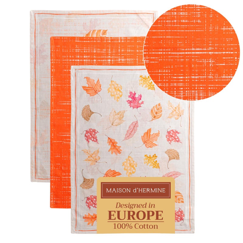 Maison d' Hermine Kitchen Towel 100% Cotton Quick Dry Cleaning Dishtowel for Gifts  Dining  Home  Wedding  Banquet  Buffet  Colors of Autumn - Thanksgiving/Christmas (Set of 3) - Image 1