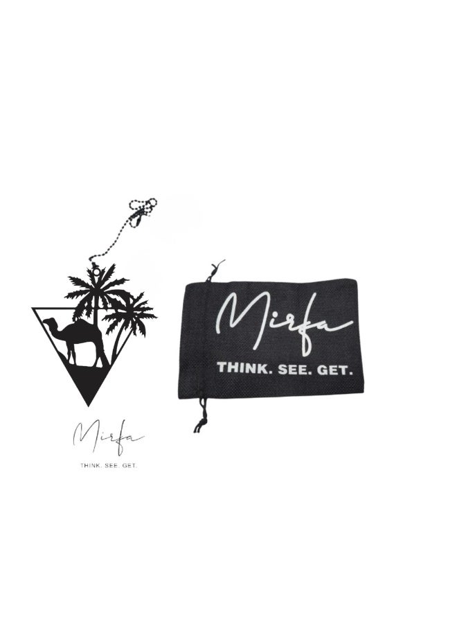 MIRFA Rearview Mirror Hanging Pendant - Wood - Black (Camel & Palm Trees in Triangular Frame) - Image 5