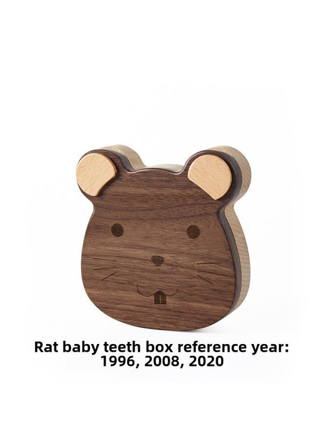 Generic Mu Mu Zodiac Teeth Box Children's Solid Wood Teeth Storage Box For Boys And Girls Preservation Fetal Hair Commemorative Teeth Replacement Collection Box-Color:Zodiac Rat Deciduous Teeth Box  - Image 1