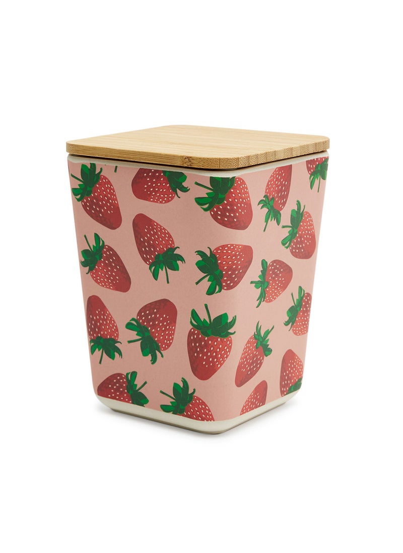 Simply Kitchen - Strawberry Bamboo Fiber Sugar Pot W Wooden Lid - Image 1