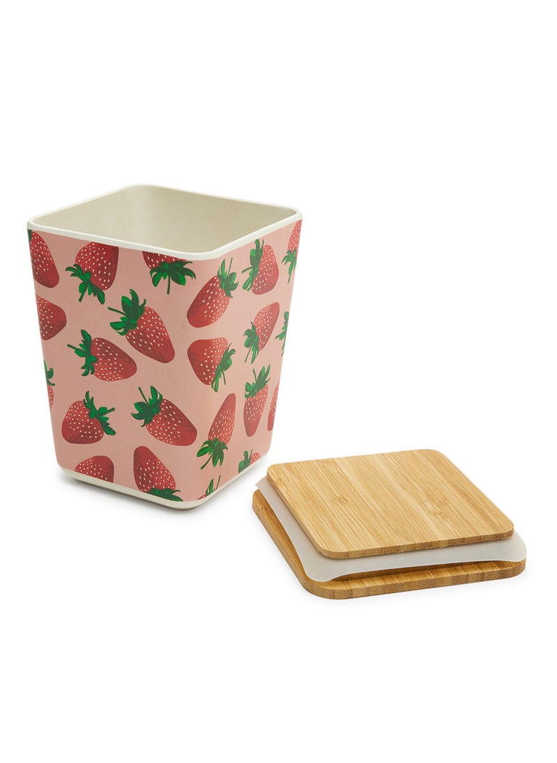 Simply Kitchen - Strawberry Bamboo Fiber Sugar Pot W Wooden Lid - Image 1