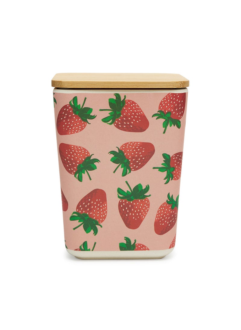 Simply Kitchen - Strawberry Bamboo Fiber Sugar Pot W Wooden Lid - Image 1