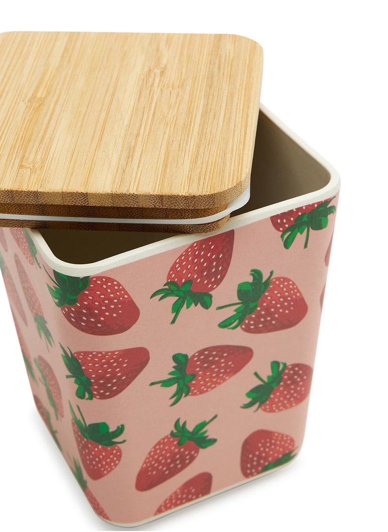 Simply Kitchen - Strawberry Bamboo Fiber Sugar Pot W Wooden Lid - Image 1