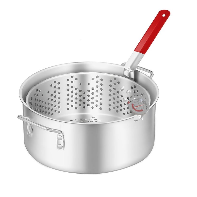 طقم قلاية سمك خارجية 10QT وعاء ألمنيوم ثقيل 67QT سلة قلاية عميقة تعمل بالغاز للبحريات الديك الرومي الدجاج والمزيد
