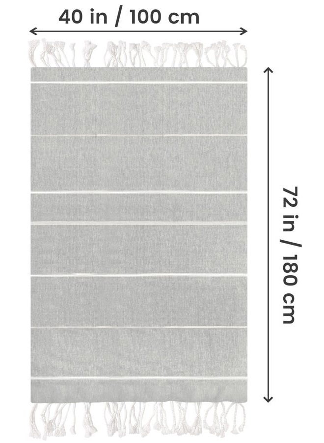 Utopia Towels 4 Pack Turkish Beach Towel (40 x 72 Inches) - 100% Cotton Oversized Sand Free Lightweight Quick-Dry Turkish Towel, Prewashed for Soft Feel, Large Peshtemal Towel for Travel (Cool Grey) - Image 2
