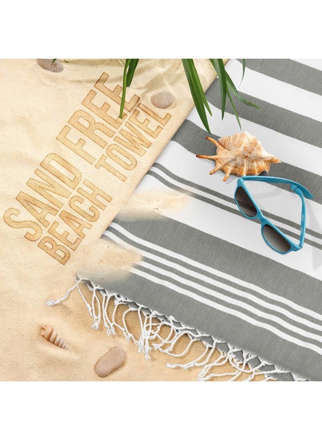 Utopia Towels 4 Pack Turkish Beach Towel (40 x 72 Inches) - 100% Cotton Oversized Sand Free Lightweight Quick-Dry Turkish Towel, Prewashed for Soft Feel, Large Peshtemal Towel for Travel (Cool Grey) - Image 5