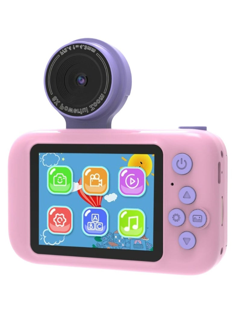 porodo Lifestyle Kids Flip Digital Camera with Tripod Stand, Type-C Charging Port, 2.4" Wide Screen, 1000mAh Battery Capacity - Pink - Image 2