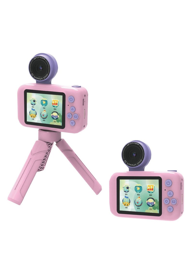 porodo Lifestyle Kids Flip Digital Camera with Tripod Stand, Type-C Charging Port, 2.4" Wide Screen, 1000mAh Battery Capacity - Pink - Image 3