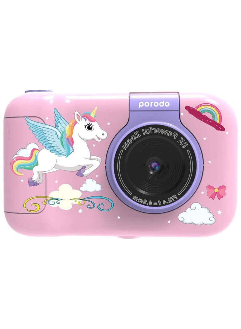 porodo Lifestyle Kids Flip Digital Camera with Tripod Stand, Type-C Charging Port, 2.4" Wide Screen, 1000mAh Battery Capacity - Pink - Image 1