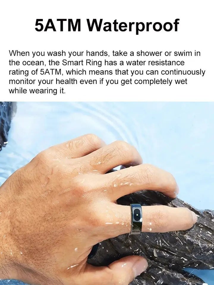 MISIRUN R08 Smart Ring Men Women Touch Control Function IP68 5ATM Waterproof Step Count Multi Sport Health Monitor Heart Rate Smart Ring, Black 2947897 - Image 5