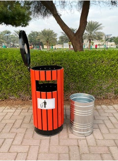 MAPLE HOME DECORATION Power Industrial Garden Garbage Bin Trash Can Wooden Outdoor Courtyard Roads School  - Image 5
