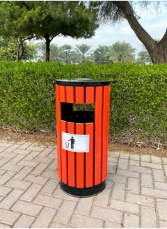MAPLE HOME DECORATION Power Industrial Garden Garbage Bin Trash Can Wooden Outdoor Courtyard Roads School  - Image 2