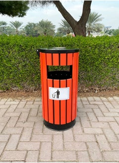 MAPLE HOME DECORATION Power Industrial Garden Garbage Bin Trash Can Wooden Outdoor Courtyard Roads School  - Image 1