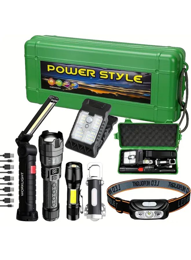 1 Set 6 Items LED Headlamp Flashlight USB Rechargeable Multiple Modes For Outdoor Camping - Image 2