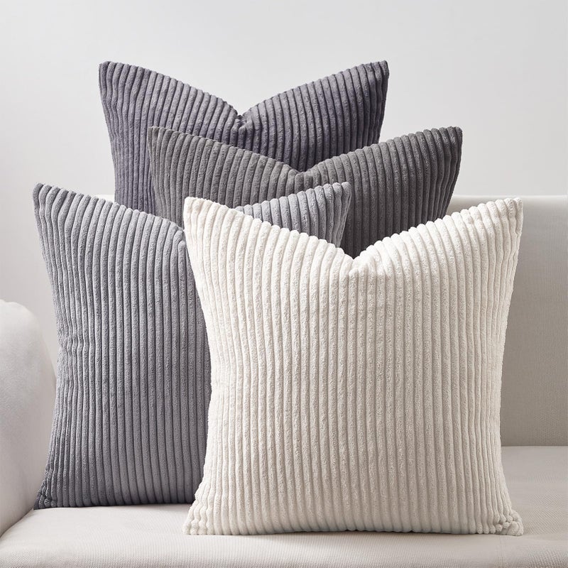 Topfinel Decorative Throw Pillow Covers Cushion Cases Set of 4 Soft Velvet Modern DoubleSided Designs Mix and Match for Home Decor Pillow Inserts Not Included 24x24 inch Grey - Image 2