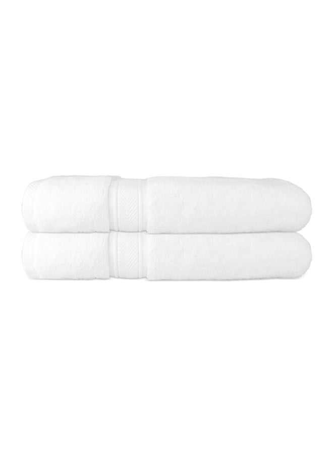 Hotel Linen Klub Hotel Linen Klub LUXURY PACK of 2  Antimicrobial  Bath Sheets - 100% Cotton 650 GSM Terry Dobby Border Ring Spun - Super Soft ,Quick Dry,Highly Absorbent  Size: 90x180cm, White  - Image 1
