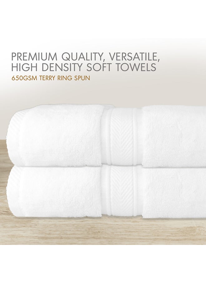 Hotel Linen Klub Hotel Linen Klub LUXURY PACK of 2  Antimicrobial  Bath Sheets - 100% Cotton 650 GSM Terry Dobby Border Ring Spun - Super Soft ,Quick Dry,Highly Absorbent  Size: 90x180cm, White  - Image 3