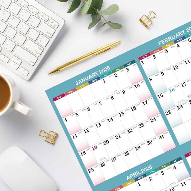 MaaIbok 2026 Yearly Wall Calendar - 2026 Wall Calendar, Yearly Calendar 2026 from Jan. 2026 - Dec. 2026, Vertical, 22.8" x 34.4" (Open) - Bright Blue - Image 5