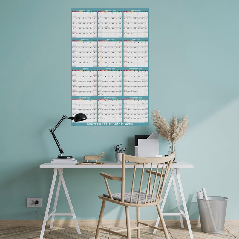 MaaIbok 2026 Yearly Wall Calendar - 2026 Wall Calendar, Yearly Calendar 2026 from Jan. 2026 - Dec. 2026, Vertical, 22.8" x 34.4" (Open) - Bright Blue - Image 2