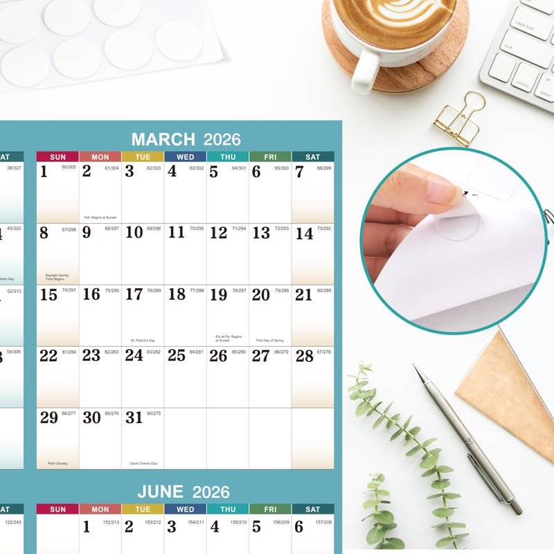 MaaIbok 2026 Yearly Wall Calendar - 2026 Wall Calendar, Yearly Calendar 2026 from Jan. 2026 - Dec. 2026, Vertical, 22.8" x 34.4" (Open) - Bright Blue - Image 4