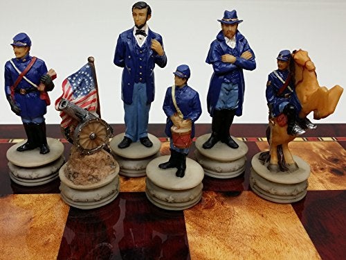 HPL 32 Piece Themed Set of Chess Men Pieces Civil War or American Revolution or WW2 NO Board American Civil War General Queens - Image 1
