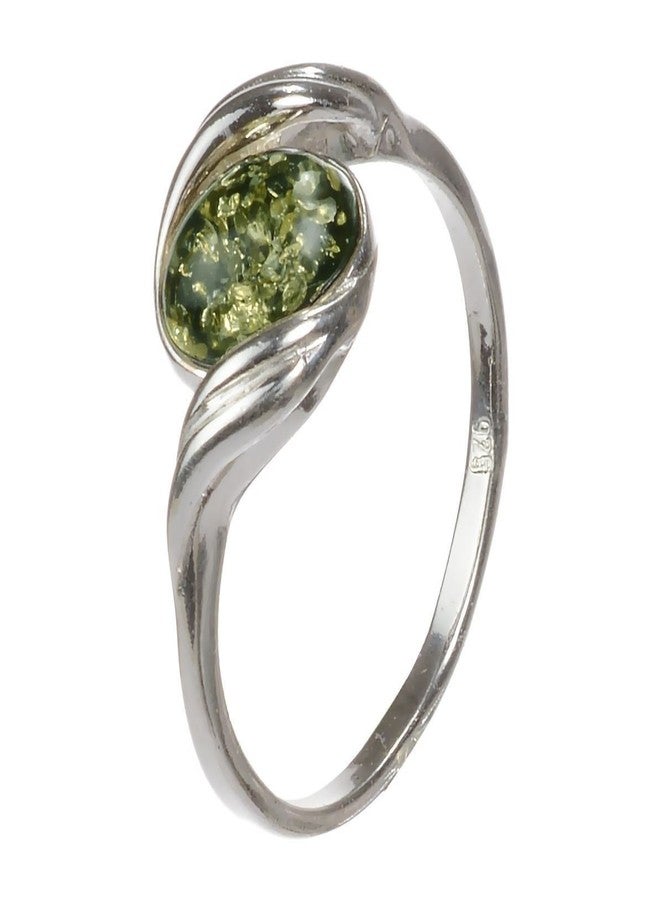HolidayGiftShops Sterling Silver and Baltic Green Amber Adult Ring Estelle- Size 6.5 - Image 3