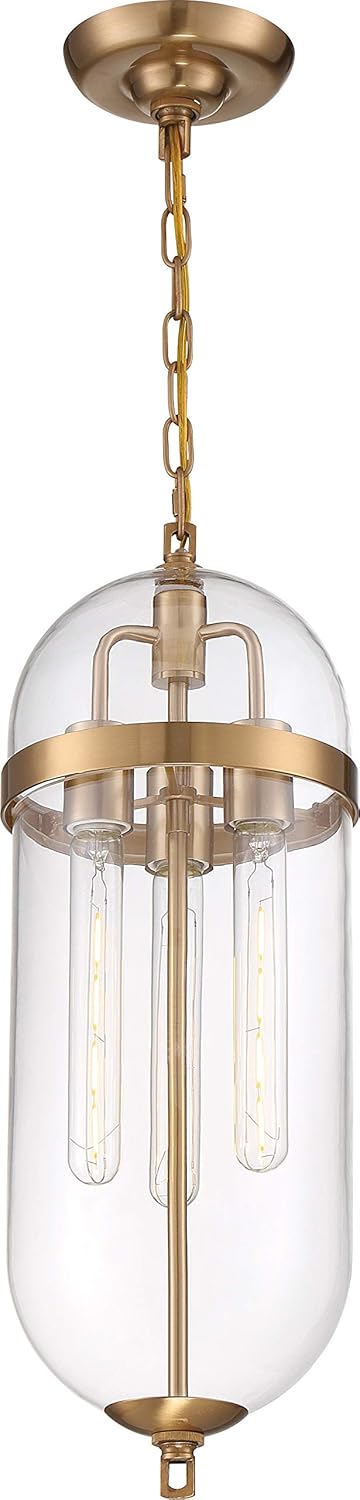 Nuvo 606913 Fathom Pendant Fixture Natural Brass Finish with Clear Glass 3 Light - Image 2