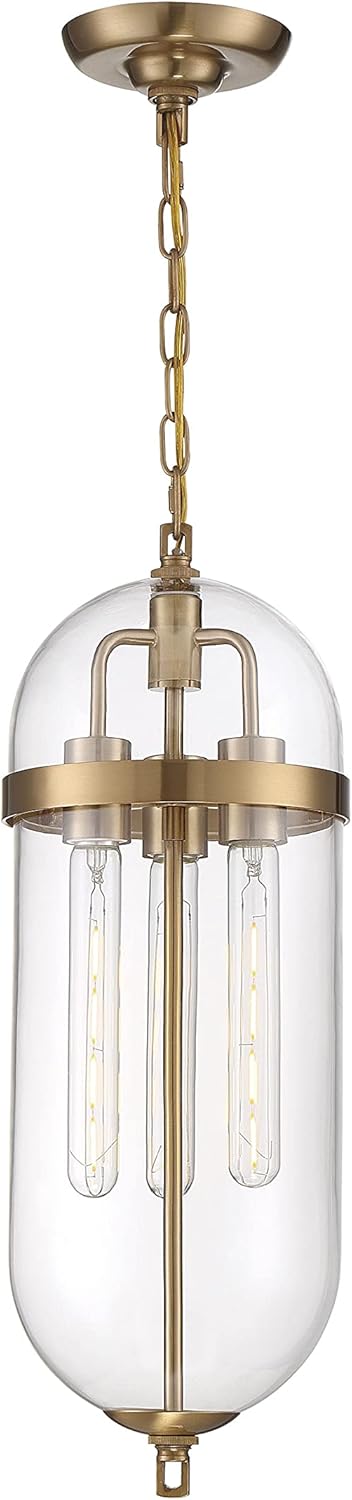 Nuvo 606913 Fathom Pendant Fixture Natural Brass Finish with Clear Glass 3 Light - Image 4