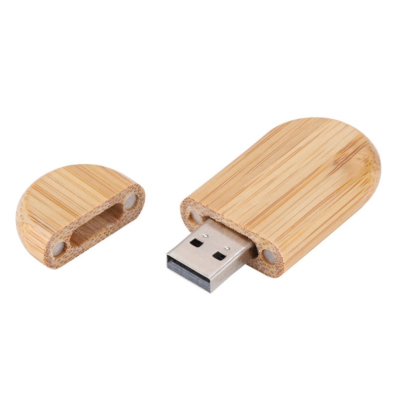 محرك أقراص فلاش USB 3.0 خشبي بيضيوي بسعة 32 جيجابايت - مُضاد للصدمات ومقاوم للرطوبة، عصا تخزين مخصصة للديكور في المكتب والمنزل ولنسخ احتياطي للبيانات - Image 1