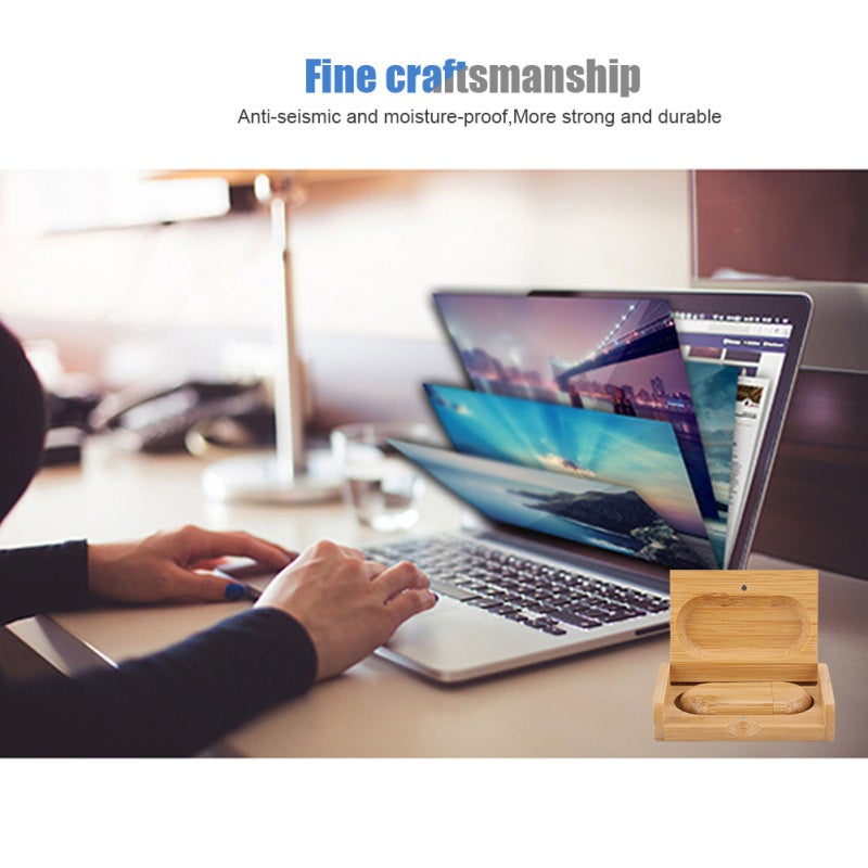 محرك أقراص فلاش USB 3.0 خشبي بيضيوي بسعة 32 جيجابايت - مُضاد للصدمات ومقاوم للرطوبة، عصا تخزين مخصصة للديكور في المكتب والمنزل ولنسخ احتياطي للبيانات - Image 5