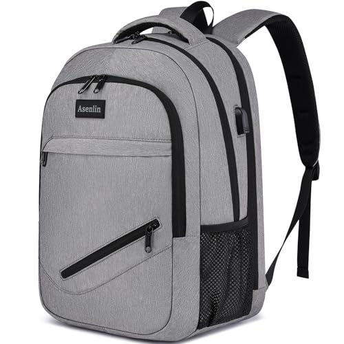 Asenlin Travel Laptop Backpack for Women MenWater Resistant Business Slim Sturdy Laptops Backpack with USB Charging PortFits 156 Inch Notebook College School Computer BagGrey - Image 1