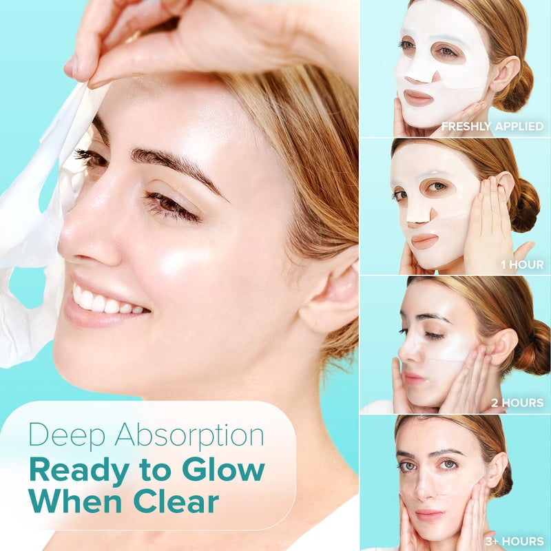 Ebanel Bio Collagen Face Mask, 4-Pack Hydrating Face Masks with 7 Peptides, Hyaluronic Acid, Niacinamide, Centella, Rose Water, Ceramide, and B5, Glass Skin Tightening and Lifting Korean Sheet Masks - Image 3