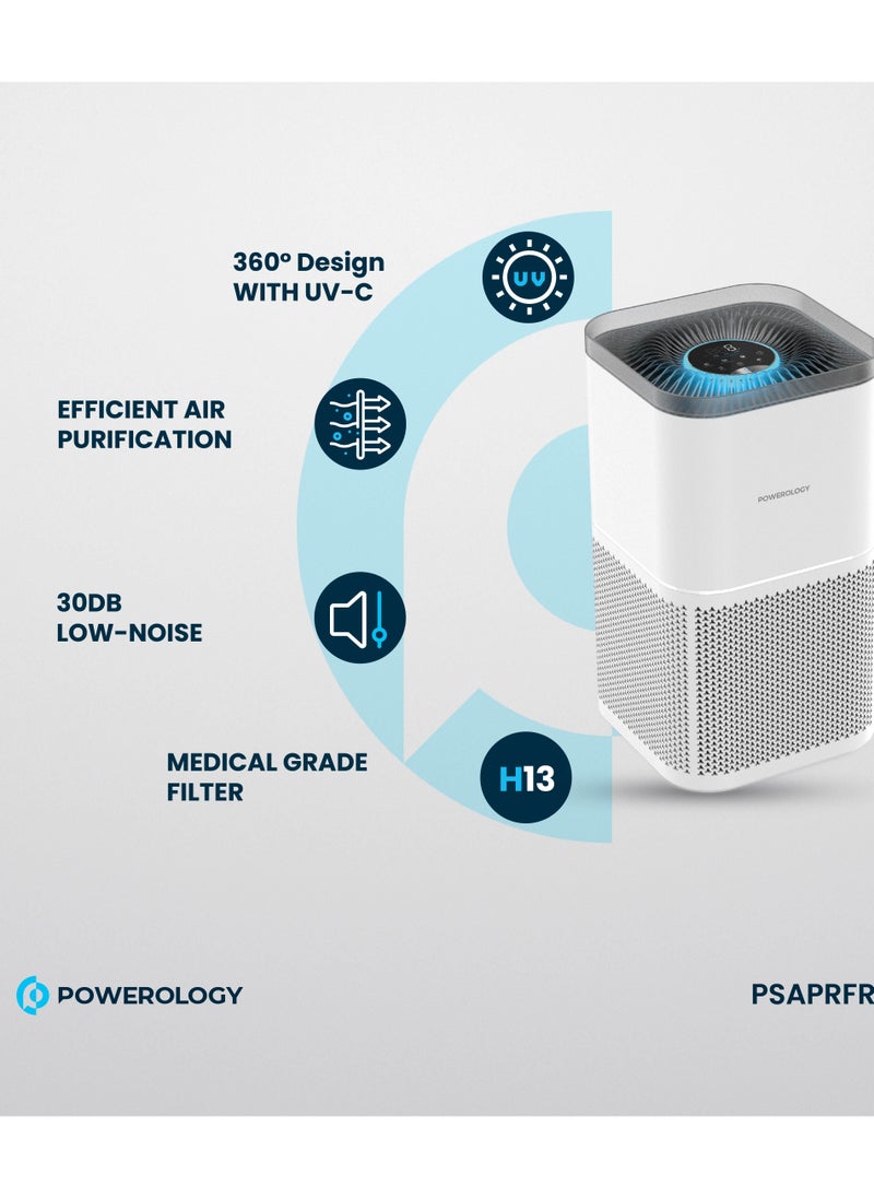 Smart Air Purifier / Eliminate Odor and Smoke / Shield Yor Space from Allergens / Dust Mites/ Pet hair/ Mold/ Pollen / Low-Noise - White