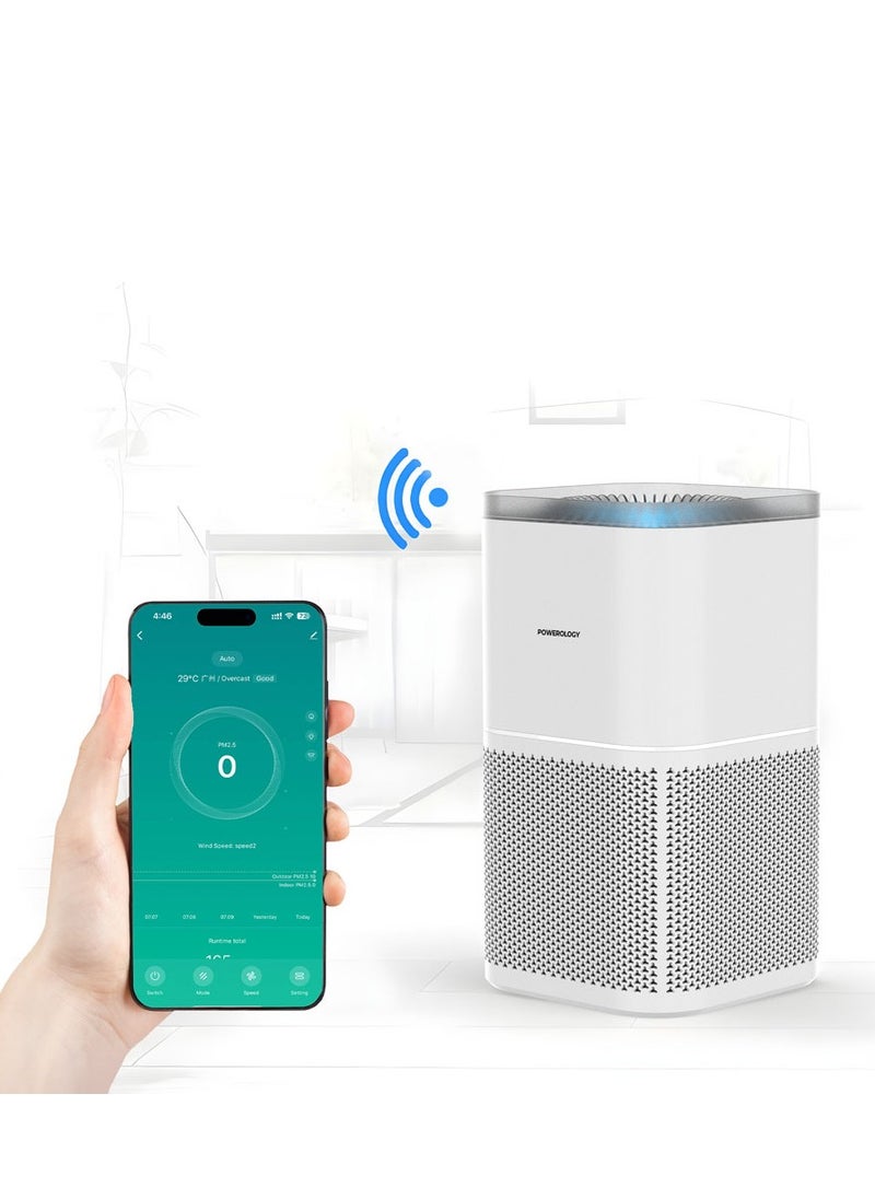 Smart Air Purifier / Eliminate Odor and Smoke / Shield Yor Space from Allergens / Dust Mites/ Pet hair/ Mold/ Pollen / Low-Noise - White
