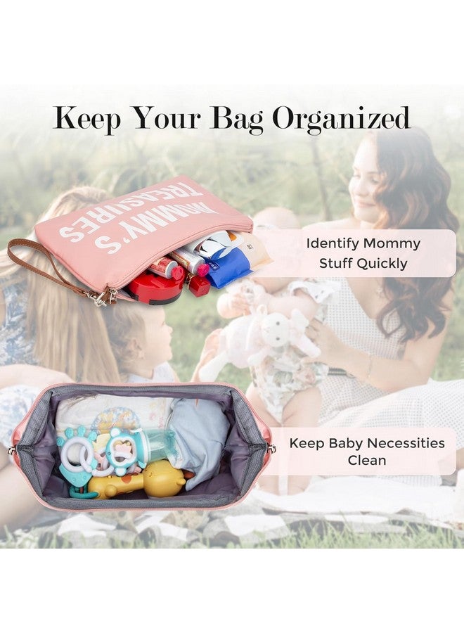 printe Mommy Diaper Bag Tote for Girls with 2 Organizer Pouches, Large Capacity Mom's Bag for Hospital and Weekender Travel, Pink - Image 4
