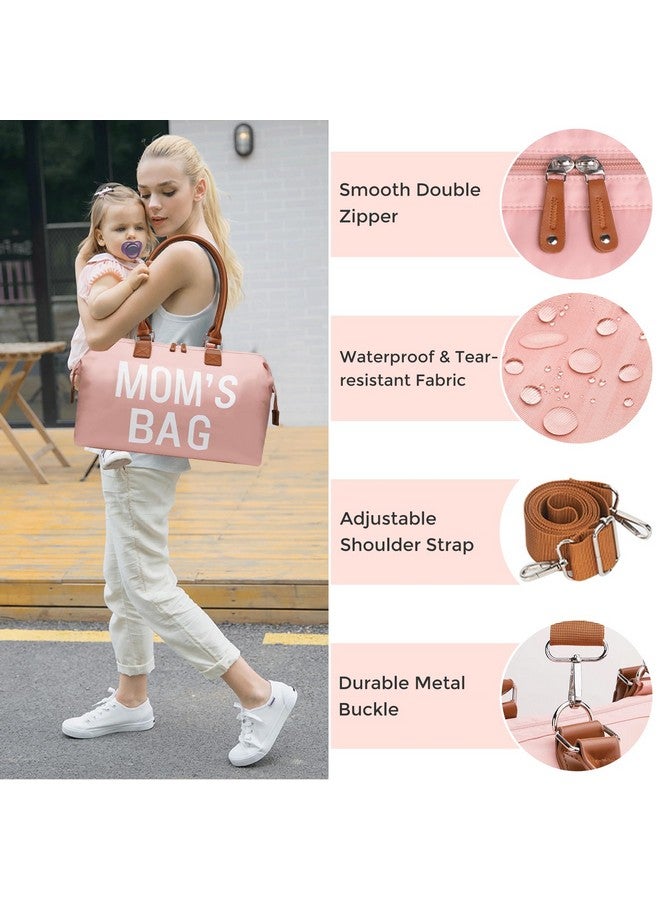 printe Mommy Diaper Bag Tote for Girls with 2 Organizer Pouches, Large Capacity Mom's Bag for Hospital and Weekender Travel, Pink - Image 5