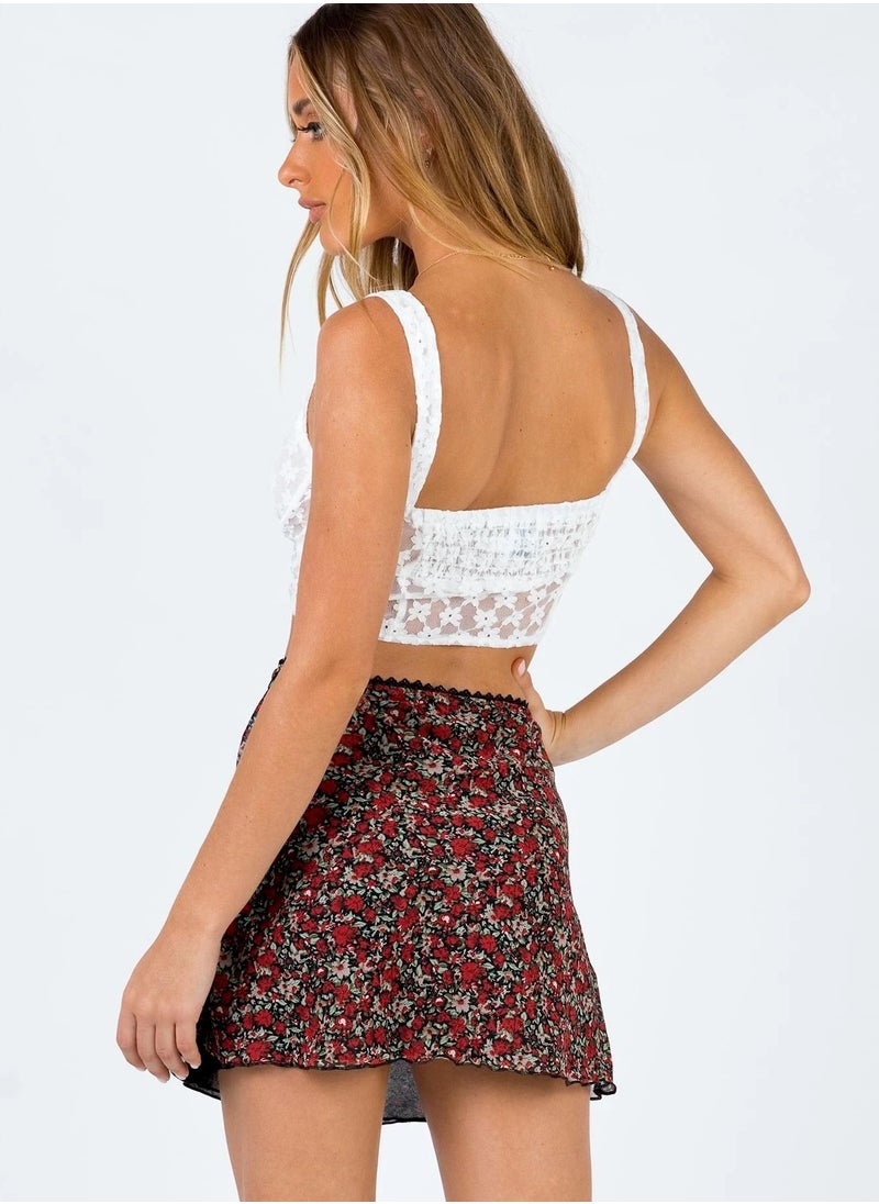 Loquat - Women's High Waist Hip Wrap Floral Printed Short Mini Skirts Bodycon Pencil Skirt Red Mix - Image 1