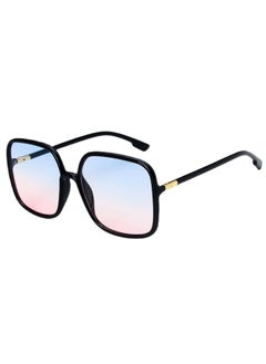 New Oversized Square Sunglasses  Fashion Square Women's Eyewear Men's Outdoor Driving Sun Shading Glasses UV400 Gafas De Sol-Lenses Color:Black blue-Frame Color:As Picture