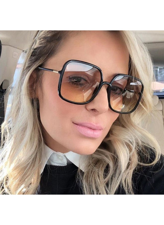 Generic - New Oversized Square Sunglasses  Fashion Square Women's Eyewear Men's Outdoor Driving Sun Shading Glasses UV400 Gafas De Sol-Lenses Color:Black blue-Frame Color:As Picture - Image 1